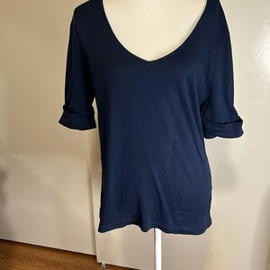 Lauren Ralph Lauren V-Neck Navy Blue Top